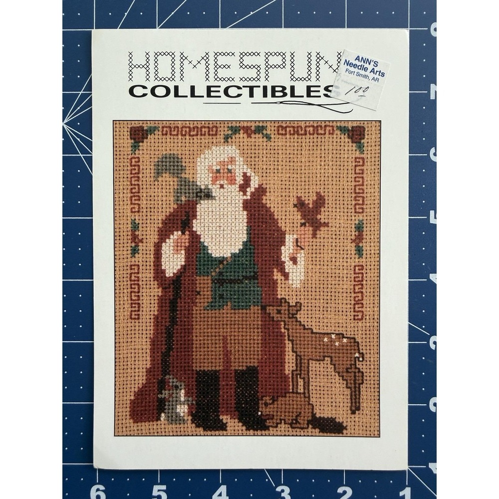 Homespun collectibles Cloaked Santa w Forest Animals Cross Stitch Chart